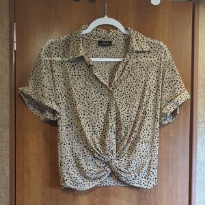 Stylish Tan Polka Dot Crop Top